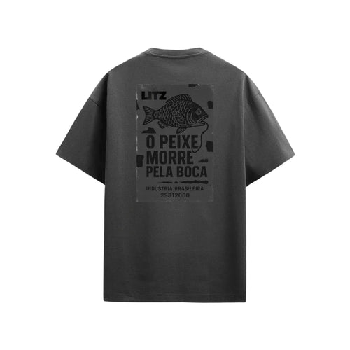Camiseta Oversized Fish - Cinza