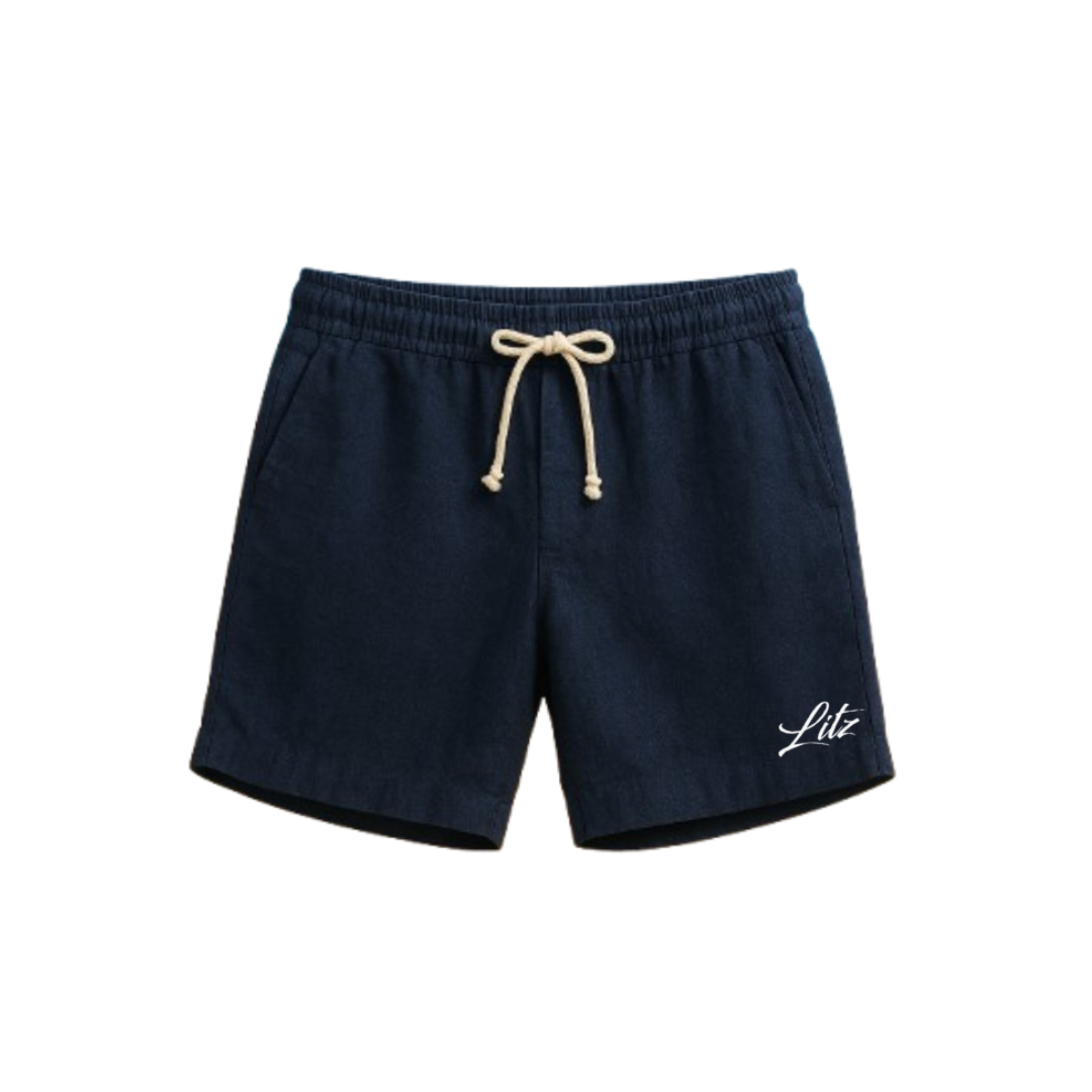 Bermuda Linho Borderie - Azul Marinho